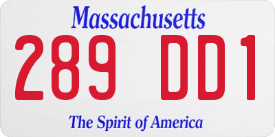 MA license plate 289DD1
