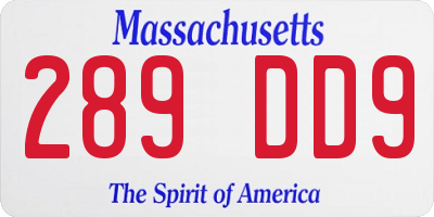 MA license plate 289DD9