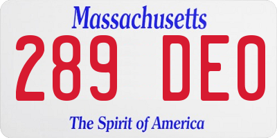 MA license plate 289DE0