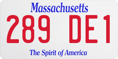 MA license plate 289DE1