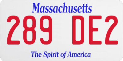 MA license plate 289DE2