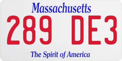 MA license plate 289DE3