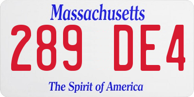 MA license plate 289DE4