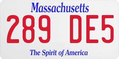 MA license plate 289DE5