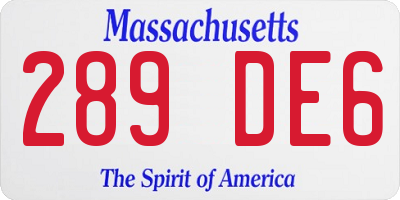 MA license plate 289DE6