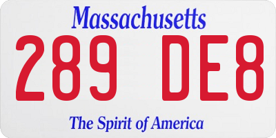 MA license plate 289DE8