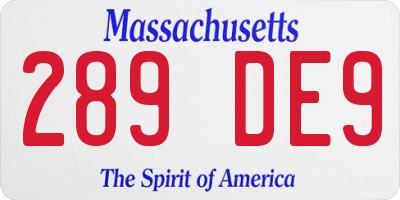 MA license plate 289DE9