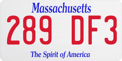 MA license plate 289DF3