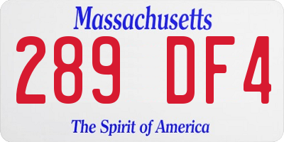 MA license plate 289DF4
