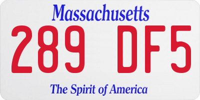 MA license plate 289DF5