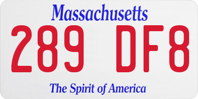 MA license plate 289DF8