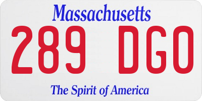 MA license plate 289DG0