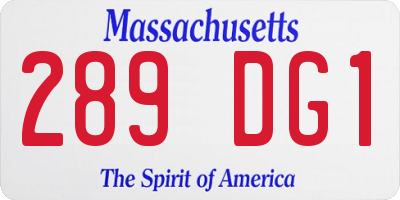 MA license plate 289DG1