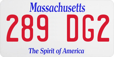 MA license plate 289DG2