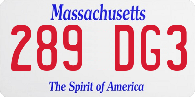 MA license plate 289DG3