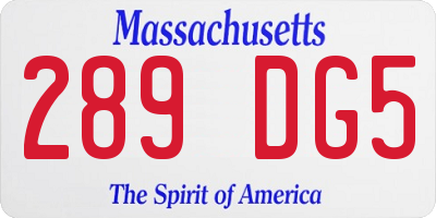 MA license plate 289DG5