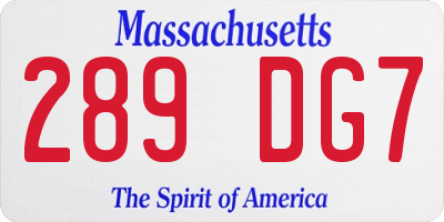 MA license plate 289DG7