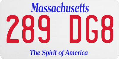 MA license plate 289DG8