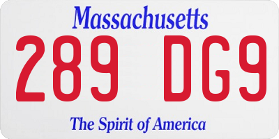 MA license plate 289DG9