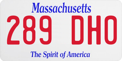 MA license plate 289DH0