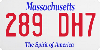 MA license plate 289DH7