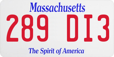 MA license plate 289DI3