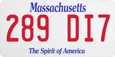 MA license plate 289DI7