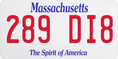 MA license plate 289DI8
