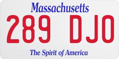 MA license plate 289DJ0