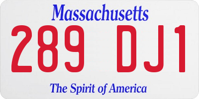 MA license plate 289DJ1