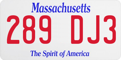 MA license plate 289DJ3