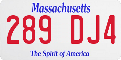MA license plate 289DJ4