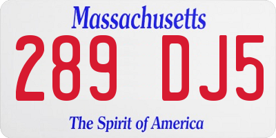 MA license plate 289DJ5