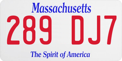 MA license plate 289DJ7