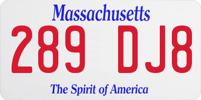 MA license plate 289DJ8