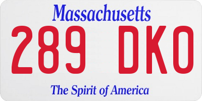 MA license plate 289DK0