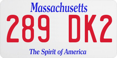 MA license plate 289DK2