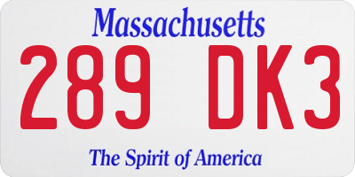 MA license plate 289DK3