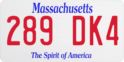 MA license plate 289DK4