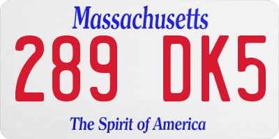 MA license plate 289DK5