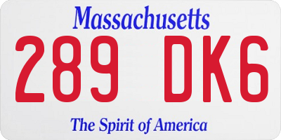 MA license plate 289DK6
