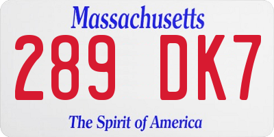 MA license plate 289DK7