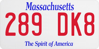 MA license plate 289DK8