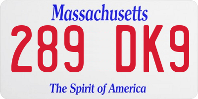 MA license plate 289DK9