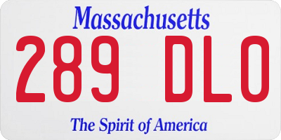 MA license plate 289DL0
