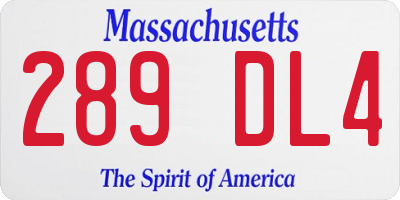 MA license plate 289DL4