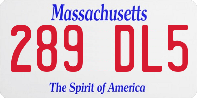 MA license plate 289DL5