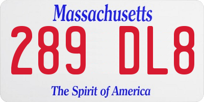 MA license plate 289DL8