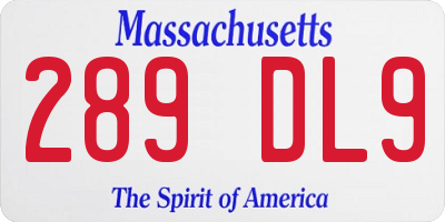 MA license plate 289DL9