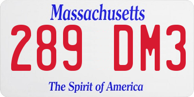 MA license plate 289DM3